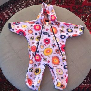 Patagonia infant fleece bunting purple print 3-6mo